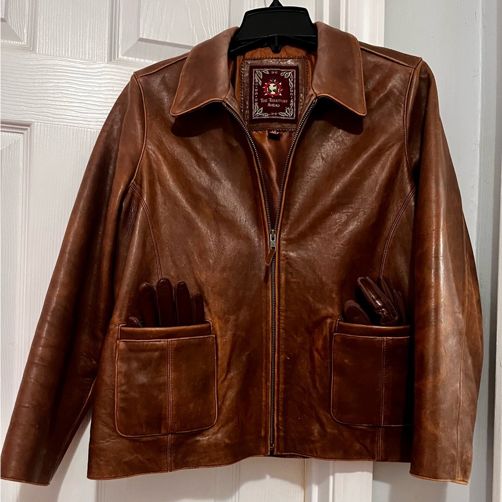 DC Brown Leather Jacket with Pockets